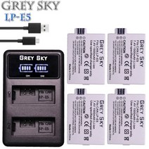 3pcs canon LP-E5 LP E5 카메라 리튬 이온 배터리 EOS Rebel XSi 1000D 500D 450D Kiss X3 X2 F, 03 charger and 4battery
