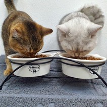 희동이네 고양이 밥그릇 식탁 열탕소독 가능한 반려동물 식기 도자기 철제 프레임 세트 2구 강아지 물그릇
