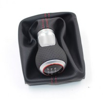 아우디 A4 S4 B8 8K A5 8T Q5 8R S 라인 07-15 시프트 노브 5 기어 6 스피드 가죽 크롬 링, Red ring R12345