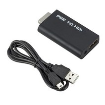 미니 빔프로젝터 캠핑 휴대용 ps2-hdmi 호환 변환기 어댑터 480i480p576i, PS2에서 HD 블랙으로