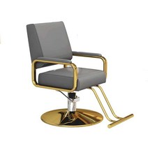 미용실 의자 헤어의자 블랙 스테인리스 비트라체어, 클래식 그레이  스퀘어 골드 플레이트