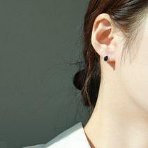 MOOLDN 실버925 오팔 그린 오닉스 원석 타원 은귀걸이 (3colors)