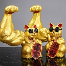 마네키네코 행운을 부르는 근육 복 고양이 2색상, 골드, 골드