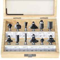 Fivepears 12피스 텅스텐 카바이드 라우터 비트 세트 0.6cm(14인치) 섕크 장인 목공용 스트레이트 도브테일 모따기 코브 플러시 트림 라운드 오버 90V 그루빙 돌출된, 12 Piece Router Bit Set with 1