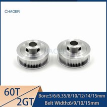 gt2타이빙벨트 풀리타이 3d 타이밍벨트 2GT 60 톱니 타이밍 풀리 보어 5/6/6. GT2 오픈 벨트 폭 6/9/10/15mm 35/8/10/12/14/15mm T 기어, 60T Bore 5mm, For Belt Width 10mm