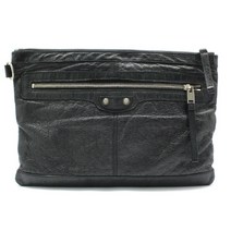 BALENCIAGA [빈티지]명품 발렌시아가 블랙 레더 모터 클립 클러치 미듐 680188 8899 41384