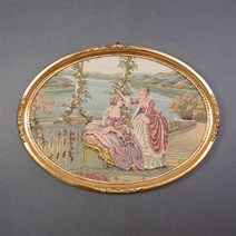 이태리 수입 태피스트리 골드타원 액자 - 정원의 여인들 -