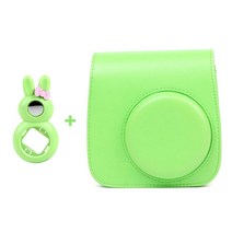 fujifilm instax mini 9mini 8 즉석 필름 카메라 용 5 색 품질 pu 가죽 카메라 케이스 및 토끼 클로즈업 셀카 렌즈, 초록