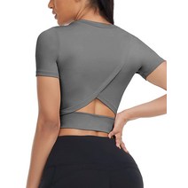 Aranmei 여성용 운동 크롭 탑 반소매 요가 체육관 셔츠 루즈핏 캐주얼 크.. 정품보장