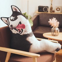 강아지 쿠션 여우 인형 베개 속 뒤집어지는 허스키 꼬북이 거북이 등껍질 등딱지, 50센티, 혀 낼름