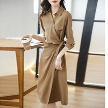Amaethon 여성 미디 쉬폰 셔츠 하객 원피스
