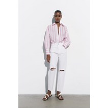 자라 ZARA 독일직구 Z1975 MOM-FIT 리지드 하이웨이스트 진 - 화이트