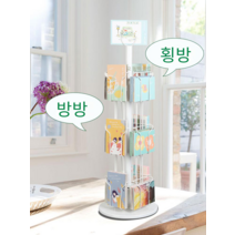엽서 진열대 가판대 잡지 꽂이 리플렛 편지지 신문 랙, 4면3단 둥근 바닥/  블랙/ 소격자A6규격