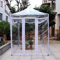 겨울 투명텐트 보온천막 비닐하우스 캐노피 난방 포장마차 군용 천막, D.2X2m 블랙봉 + 천포함