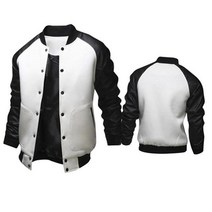 남자 라이더 자켓 가죽 Mens PU 폭격기 재킷 대학 단추 아래로 야구 외투, [03] XL, [02] light grey