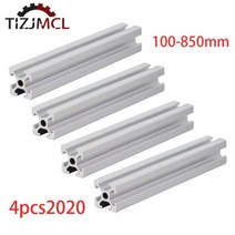 ㄱ형강 앵글 4PCS 100850mm 2020 알루미늄 프로파일 T 슬롯 CNC 200 400 500 압출 EU 표준 3D 프린터 부품, 100mm
