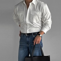 맨로틱 남성 셔츠 봄 가을 카라 투포켓 남자 셔츠 남방