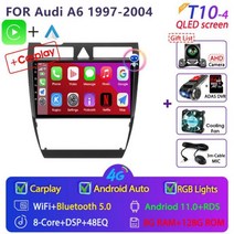 안드로이드올인원 차량용 라디오 멀티미디어 플레이어 안드로이드 12 아우디 A6 C5 1997-2004 S6 1999-2004 RS6 2002-2006 2Din 카플레이 스테, T10-4-Cam-64G DVR