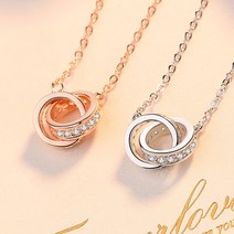 18K 여성용 로즈 골드 목걸이 라운드 더블 링크 쇄골 체인