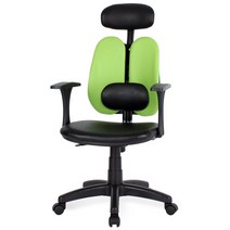 청심의자 휴먼C형 요추헤더형 우레탄바퀴 인조가죽 의자, 그린