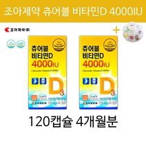 츄어블 추어블 비타민D4000IU 조아제약 젤리 잴리 비타민 부족 결핍 맛있는 약국 필수 피로회복 씹어먹는 가족 온가족 성인 남성 여성 어린이 청소년 직장인 비타민 알약케이스증정, 4개월분