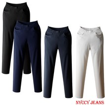 1+1 여성 봄가을 합포원단 슬림일자 중년여성 바지 밴딩팬츠 ZT0101