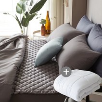 에스데코 60수사틴 순면 누빔이불커버패드이불솜세트SK 그레이