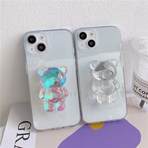 투명 구름 곰돌이 하리보 고양이 발바닥 모찌 홀로그램 오로라 그라데이션 커플 우정 스마트톡 그립톡, 홀로그램 곰돌이