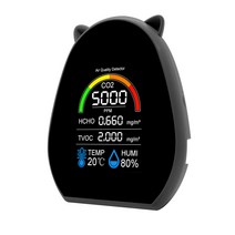 Meterk 5-in-1 이산화탄소 검출기 온도 및 습도 반도체 센서 TFT 스크린 블랙, 1개