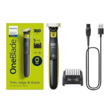 필립스 노렐코 원블레이드 360 하이브리드 면도기 QP2724 90, OneBlade 360 Face, 기본, 1) 블랙  라임 그린 - OneBlade 360 Fa