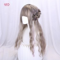 오컬트몰 애쉬그레이 땋은 머리 헤어스타일 2종 롱 펌 통가발, 1개, 애쉬그레이 (B - TYPE)
