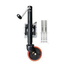 카라반트레일러 소형 카라반 바퀴 6 인치 pu 솔리드 철 휠 트레일러 측풍 라운드 회전, 검은색