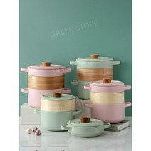 찜기 인덕션 3단 찜솥 스텐 딤섬 편백나무 삼발이, TM-블랙찜데이스택냄비-1.35+2.6L