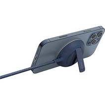 Belkin WIA004btBK 맥세이프가능 무선 충전 패드 킥스탠드 포함 최대 15W 고속 충전, 전원 어댑터 포함개, 블루