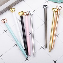 인하우스 메탈볼펜 하트볼펜 예쁜볼펜 디자인볼펜 금속 인쇄, 1개, 인쇄포함-블랙