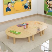 유치원좌식책상 어린이집가구 좌탁 어린이원목책상, 01.반달책상 카멜레온(CJ016-1)