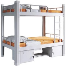 철제벙커침대 남매 2층 벙커 침대 책상 일체형, 화이트  120X200 매트리스+베드보드