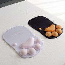 손목터널증후근 예방 바른자세 인체공학 메모리폼 패드 고양이발바닥 젤패드 손목보호 쿠션 마우스패드, 블랙오렌지