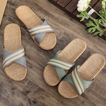 학원 선생님 여름용 가벼운 린넨실내화 유치원 층간소음 발망치 병원, 웨이브슬리퍼_브라운 40-41