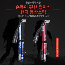 야외산행 트래킹 지팡이 등산스틱 초경량 핸디 접이식 2개 세트, L(롱타입)_블루