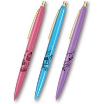일본직발송 3. BIC 재팬 빅(BIC) 볼펜 클릭 골드 0.5 유성 블랙 매끄러운 레트로 팝 무늬 프렌치 BOX 첨부, One Size, One Color