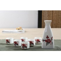 사케잔 도자기술잔 식 정종 일본 도꾸리 세트 용기, Plum blossom