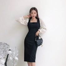 빈스홀릭 메이플 소매배색 스퀘어넥 원피스