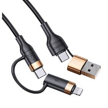 듀얼헤드 4in1 멀티형 고속충전케이블 2m 최대 60w 지원, 케이블길이(2M) / 색상 (블랙)