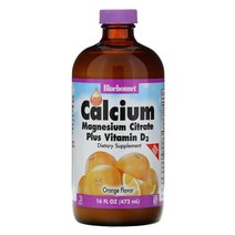 Bluebonnet Nutrition 액상 칼슘 시트르산 마그네슘 플러스 비타민 D3 천연 오렌지 향 16 fl oz (472ml)