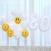 [피앤비유니티]스마일 데이지 숫자 생일풍선세트 1~99 숫자컨택형, 80)스마일 데이지 숫자 생일풍선세트-화이트80