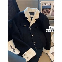 여성 트위드 자켓 대외 무역 유출 유명 컷팅 라벨~샤오샹펑 대비 배색 스플리싱 가