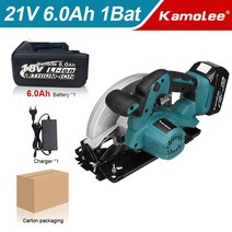 원형톱 충전원형톱 전기 무선 미니 소형 Kamolee 가정용 DIY 원형 톱 마키타 18V 배터리와 호환 7 인치 21V 6.0Ah 6000mAh, [02] 6.0Ah 21V 1Bat, [02] EU, 1개