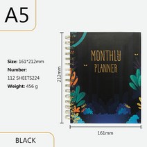 2023다이어리2023 교사 플래너 A5 월간 플래너 노트 3 가지 꽃 인쇄 및 사무실 선물, 02 Flower 2