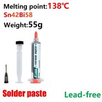 납땜용 SMD IC PCB 압출기 플럭스 신형 솔더 페이스트 아이폰 호환 수리 용접 플럭스용, Sn42Bi58-55g